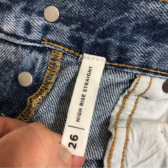 Pacsun Cotton Distressed Ripped Buttoned High Rise Straight Blue Wash Jeans 26 - Picture 16 of 16